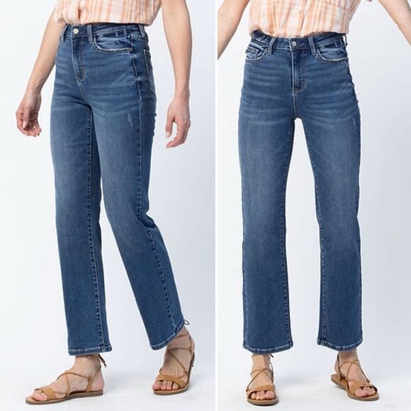 Judy Blue Dad Jeans Size 26 | 2/3 High Rise Straight Leg Vintage Wash JB88531 - Picture 4 of 12